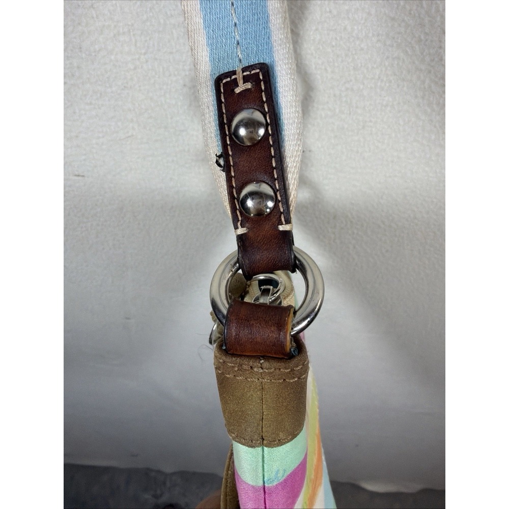 Coach Hampton Watercolor Striped Crossbody Bag Multicolor Canvas Suede F10718 - Picture 3 of 12